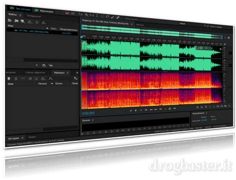 Interfaccia di un software di editing audio con controlli di volume e equalizzazione