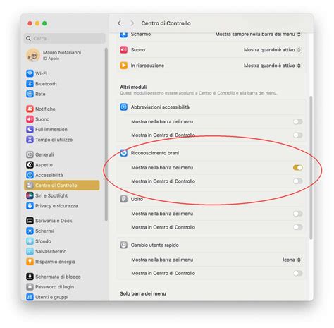 Barra dei menu di macOS con l'icona del volume