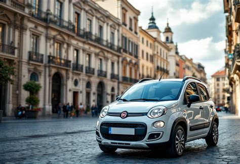 Immagine stilizzata di un'auto ibrida in un contesto urbano con cartelli ZTL