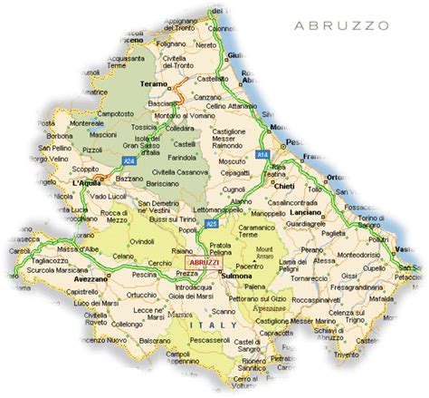 Mappa dell'Abruzzo con indicazioni dei servizi auto