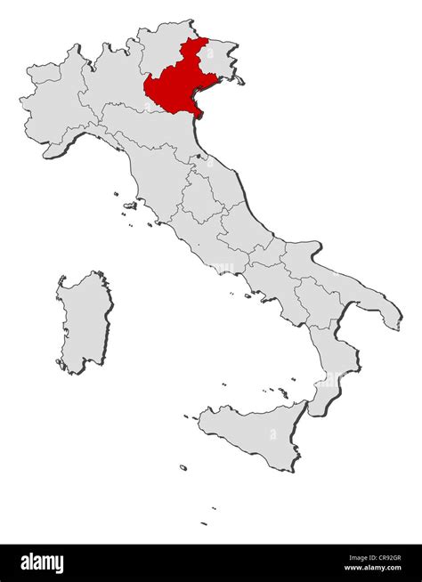 Mappa dell'Italia che evidenzia il distretto conciario del Veneto
