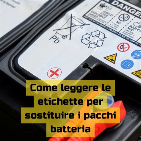 Infografica che mostra come leggere l'etichetta di una batteria per auto