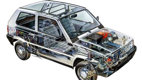 Fiat Panda 900 i.e. engine bay with components highlighted