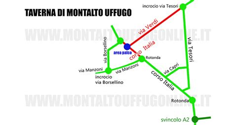 Mappa della zona di Montalto Uffugo e Rende con evidenziate le principali arterie stradali