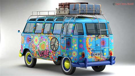 Hippie con Volkswagen T1 decorato