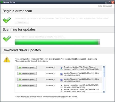 Schermata di download di un driver