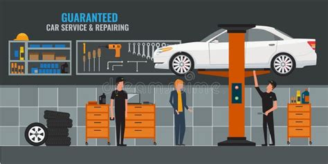 Interno dell'officina con i meccanici al lavoro