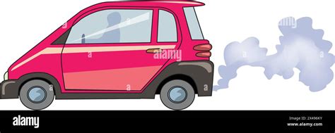 Illustrazione di un'auto parcheggiata nella neve con il fumo che esce dal tubo di scarico del riscaldatore ausiliario