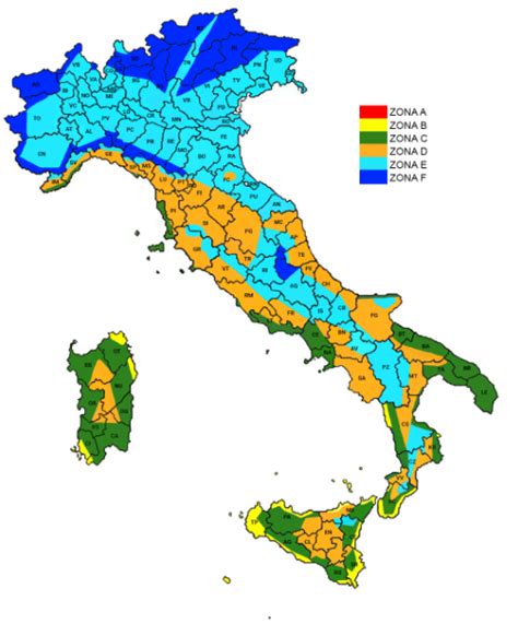Mappa delle zone climatiche in Italia: differenze invernali