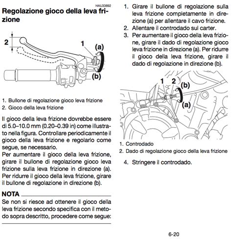 Regolazione gioco leva frizione