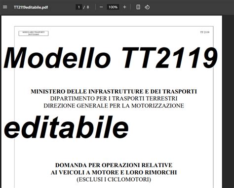 Modello TT2119 per aggiornamento dati