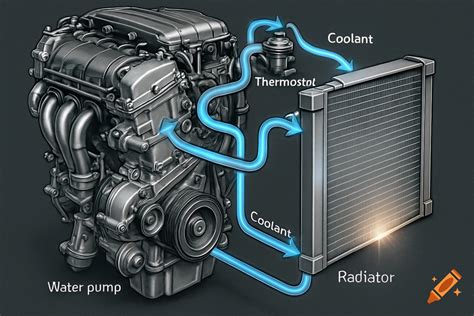 Diagram of a car cooling system with silicone hoses highlighted
