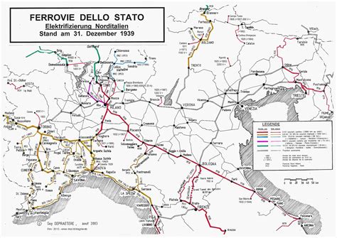 Mappa delle principali linee ferroviarie storiche italiane