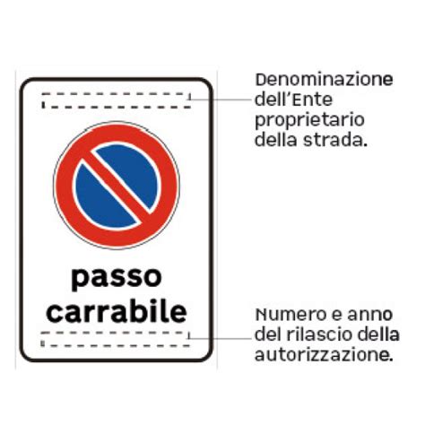 Strada urbana con segnale di passo carrabile