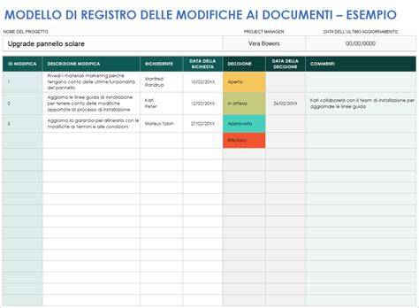 Esempio di registro di utilizzo di un veicolo aziendale
