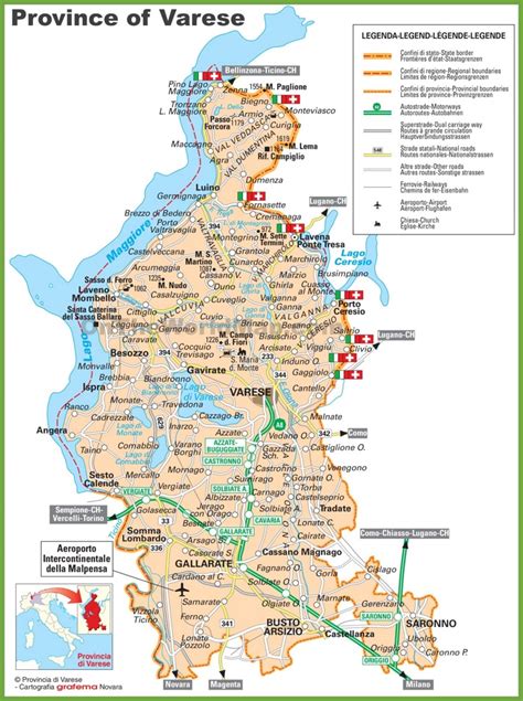 Mappa della provincia di Varese che evidenzia le diverse sedi di Novauto