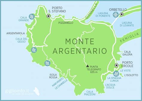 Mappa delle aree di sosta a pagamento a Monte Argentario