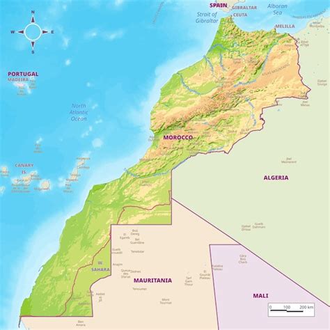 Mappa del Marocco con principali itinerari stradali