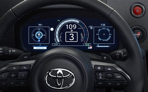 Toyota Yaris dashboard with illuminated instruments