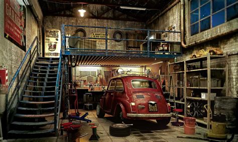 auto d'epoca in un garage