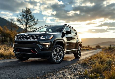 Jeep Compass parcheggiata in un paesaggio urbano moderno