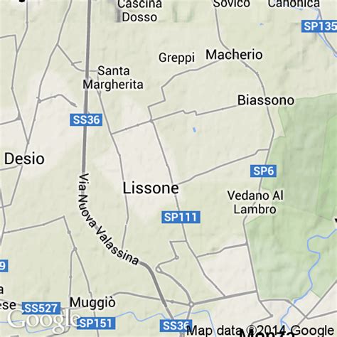 Mappa di Lissone con evidenziata la via del commercio