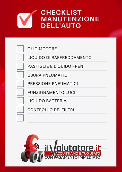 manutenzione auto checklist
