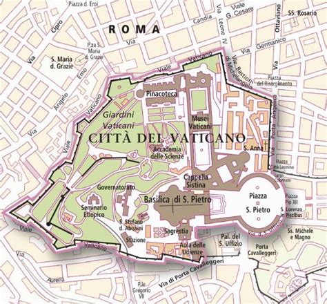 Mappa del Vaticano con i punti di distribuzione carburante