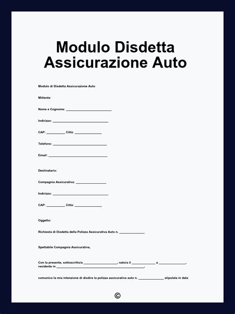 Documenti per la disdetta assicurazione auto