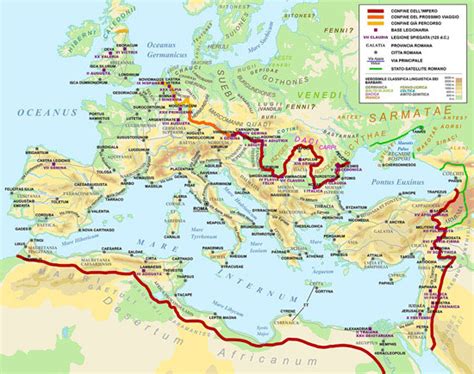 Mappa della Dacia romana con il limes danubiano e le fortificazioni