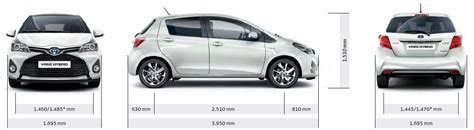 Schema dimensioni Toyota Yaris nel tempo
