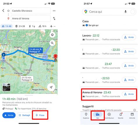 Screenshot di Google Maps con percorso calcolato