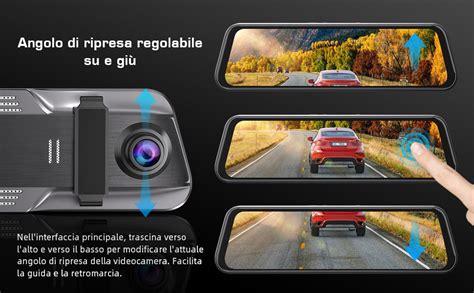 Specchietto retrovisore con schermo invisibile e telecamera posteriore