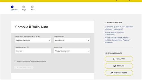 Schermata servizi digitali bollo auto