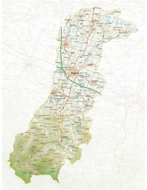 Mappa della provincia di Modena con evidenziate le località interessate
