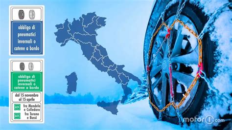Mappa Italia obbligo gomme invernali per regione