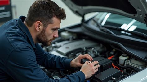 Meccanico che lavora su una centralina auto
