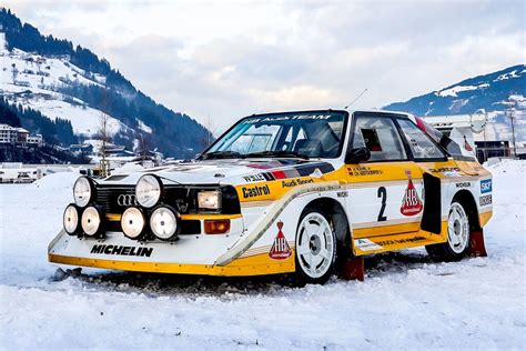 Audi Quattro logo on a vintage rally car
