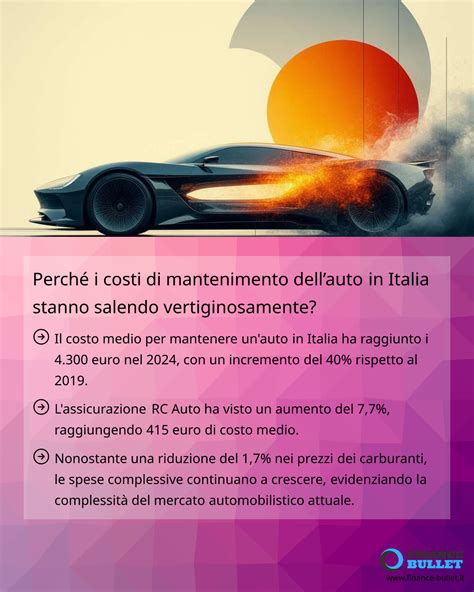 Infografica: costi annuali medi di mantenimento auto per regione in Italia