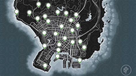 Mappa di Los Santos con i tre garage principali evidenziati