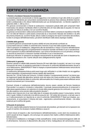 Termini di garanzia su un documento