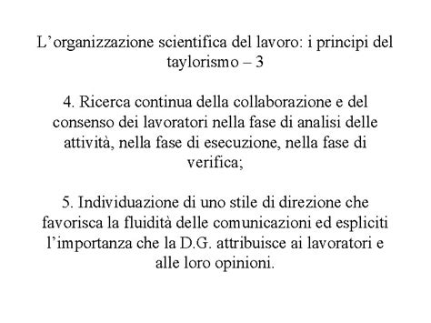Diagramma che illustra i principi del Taylorismo e la divisione del lavoro