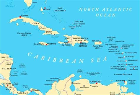 Mappa delle principali destinazioni di yachting nel Mediterraneo e nei Caraibi