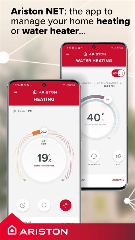 Schermata dell'app Aqua Ariston Net per il controllo remoto dello scaldabagno