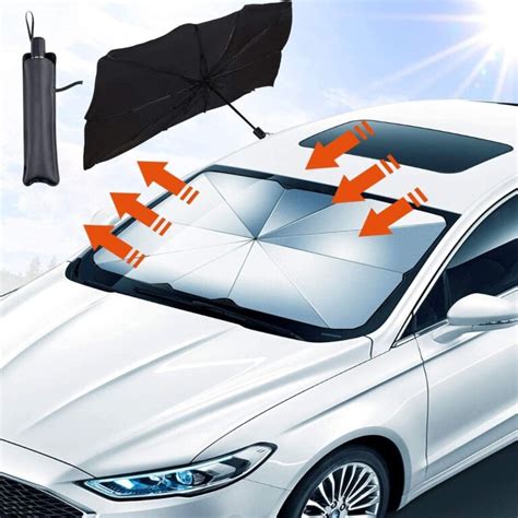 Illustrazione di un'auto parcheggiata al sole con un parasole interno