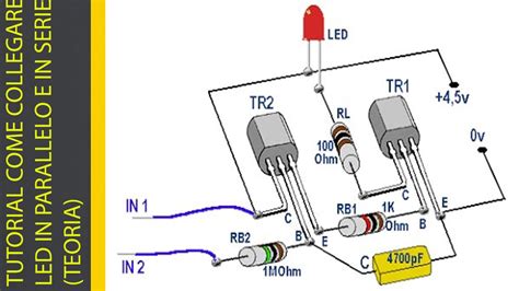Schema di collegamento di una resistenza in parallelo a una lampadina LED