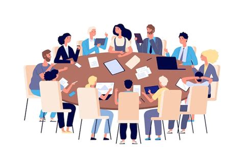 Illustrazione di un processo di mediazione con persone che discutono attorno a un tavolo