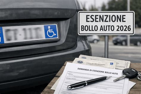 Infografica che riassume i requisiti e la documentazione per ottenere l'esenzione dal bollo auto per disabili