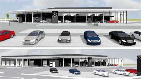 rendering architettonico della nuova concessionaria Carraro