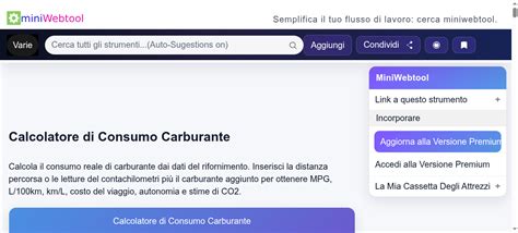 Calcolatore di consumo carburante